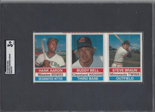 1976 Hostess baseball card panel 94 95 96 Hank Aaron Milwaukee Brewers SGC 3