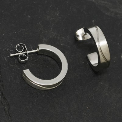 Titan Titanium Ohrstecker Ohrringe Steck Creolen Kreolen Damen Herren matt glanz