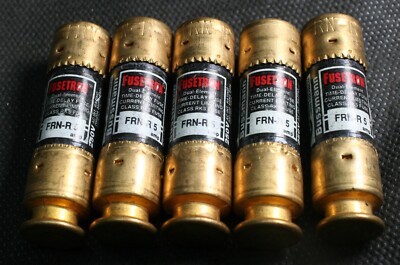 One (1) Bussmann Fusetron FRN-R 5 Time Delay 5A 250VAC RK5 Fuse NEW