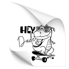 Hey Dude Dino Sticker Comic Car I Large