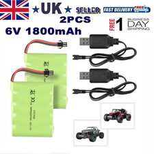 2pcs 6V 1800mAh Battery Pack SM-2P 2 Pin Plug With USB Charger for RC Car BEZGAR