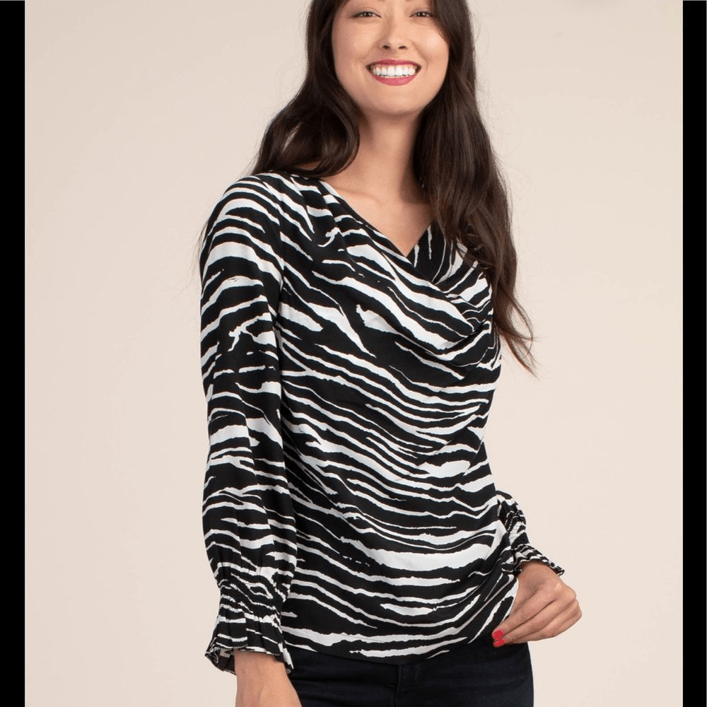 Trina Turk Women's Haruto Top - Metallic Knit Jacquard Tunic Tank With Border Hem