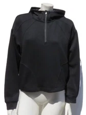 LAYER 8 Women’s Large Black Qwick Dry Half Zip Sweatshirt Hoodie Pullover Boxy