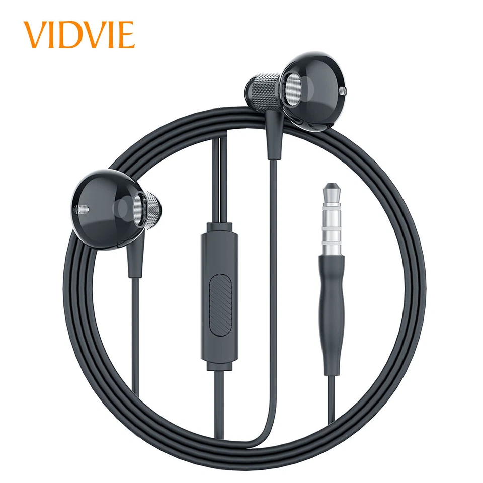 VIDVIE Headphones Noise Isolating Bass Earbuds  HS651 3.5mm Black for Samsung - Image 2 of 4