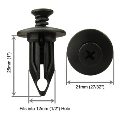 10pc Bumper Cover Retainer Clips 12mm Push Pin Compatible with