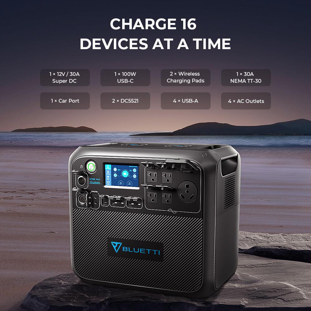BLUETTI AC200MAX 2200W 2048Wh Expandable Power Station Solar