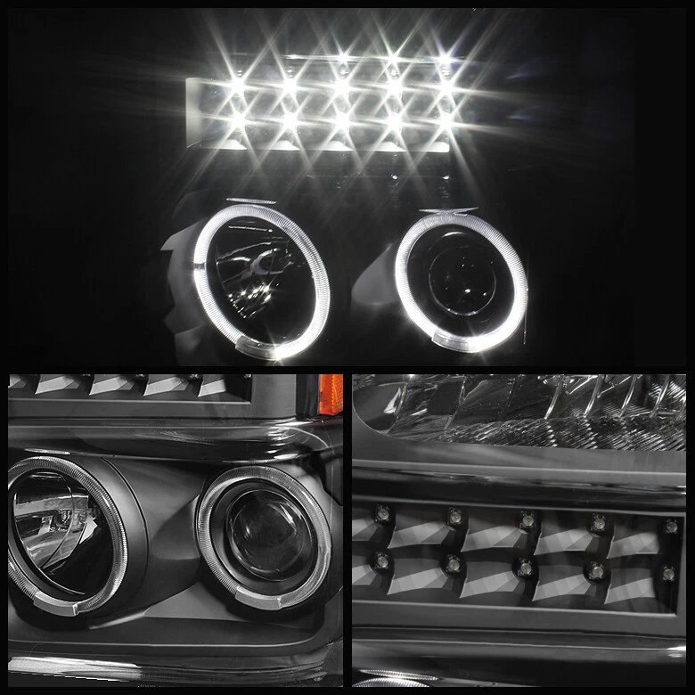 Faros proyectores LED halo superduty negros para Ford F250 F350 2008-2010 Foto 4 de 4