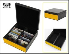 Holzm&uuml;nzkassette-Coincards-SAFE-794-200x200x78mm-Schwarz-Gelb-f&uuml;r-48-Moneycards