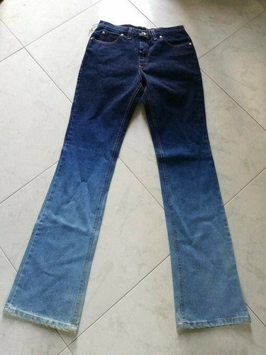 Jeans donna blu bicolore a zampa vita bassa vintage pit stop | eBay