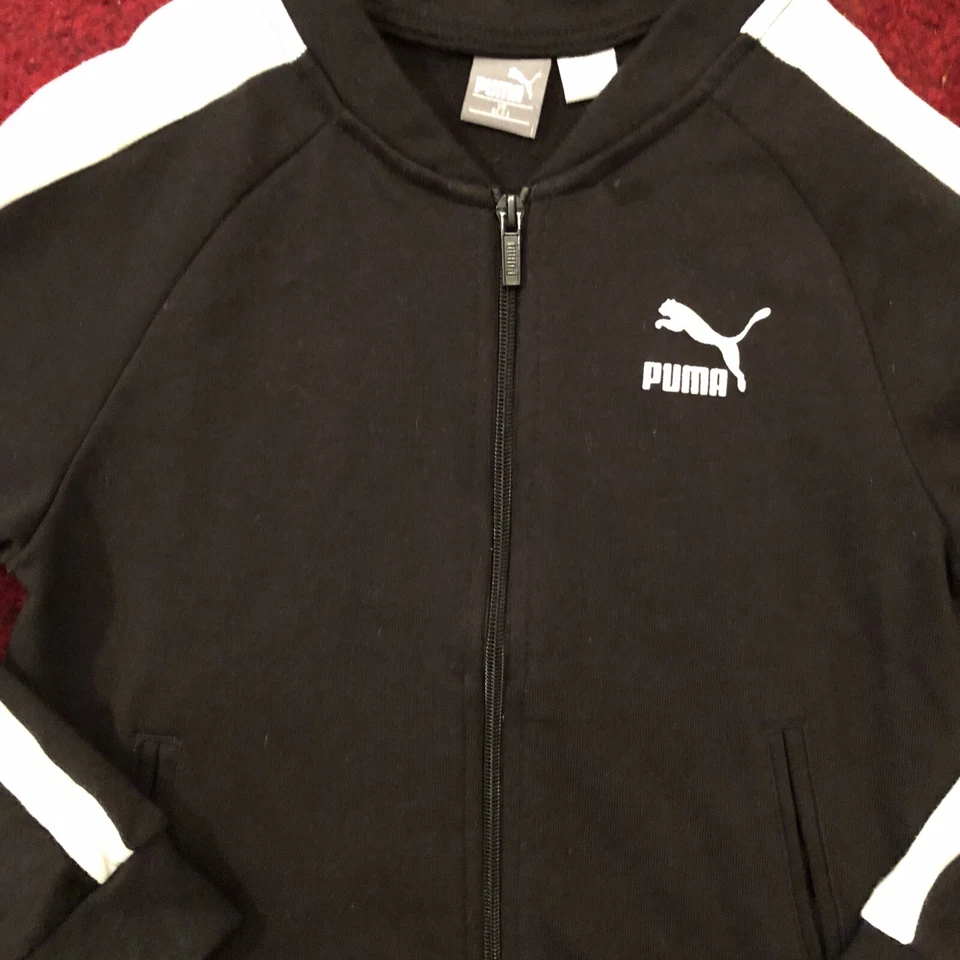 Chaqueta deportiva Puma de manga larga con cremallera en blanco y negro con logotipo talla 7 Foto 2 de 4