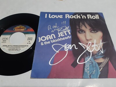 JOAN JETT Autogramm Vinyl 7' I LOVE ROCK N' ROLL signiert Live Konzert Sammler