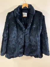 Vintage Elan Black Rabbit Fur Coat, Womens Sz Medium