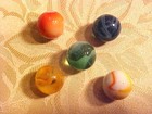 Unique Collectible Vintage Set of 5 Glass Machine Made Marbles Very Old #H401 — photo 1
