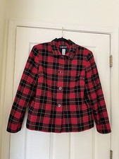 Vintage 90s Sag Harbor Blazer Jacket size 14 Dark Academia Red Plaid Tartan