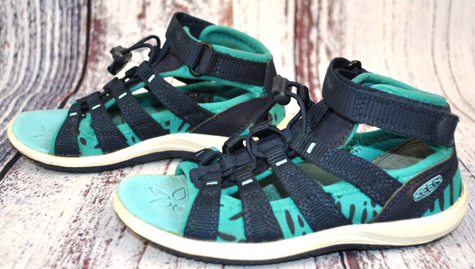 Sandali blu punta aperta Keen Hadley scarpe da acqua da trekking ragazze taglia 11