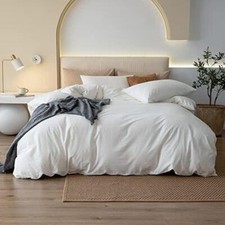JIYUAN 100 Washed Cotton Duvet Cover Comfy Simple Style Solid Color Soft