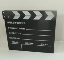 Hollywood Movie Slate Clapper Board Wood Director's Prop Chalkboad 12x10.5"