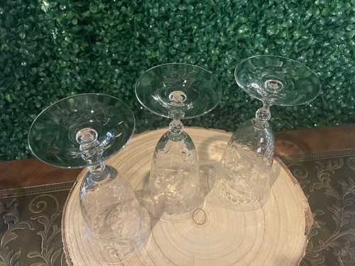 (3) WATER GOBLETS Glasses 7-3/4", Fostoria Crystal optic etched - Picture 7 of 7