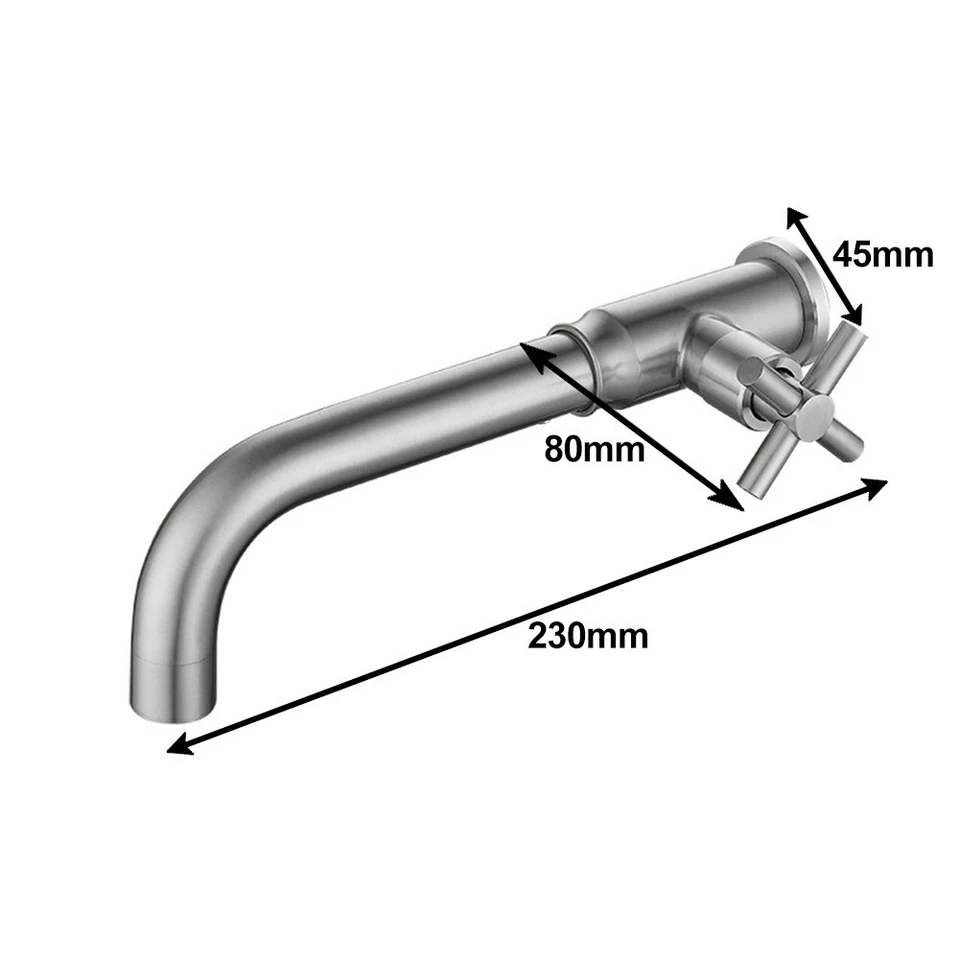Grifos de lavabo montados en la pared grifos de lavabo de baño de jardín individuales para agua fría Foto 4 de 4