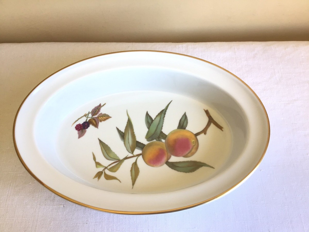 Vtg Lot Of 2 Royal Worcester England Bone China Evesham Oval
