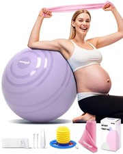 Birthing Ball for Pregnancy with Resistance Bands- Exercise Ball for Working ...