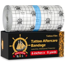Tattoo Aftercare Bandage, 6"X 8 Yard, Waterproof Second Skin Cover up Tape, Heal