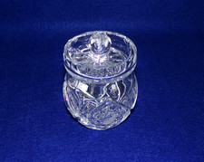 Beautiful Crystal Cut Glass Mustard / Pickle / Jam Jar Container with Lid