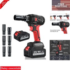 21V Cordless Impact Wrench 300 ft-lb Brushless Motor 1/2" Square Drive Set wi...
