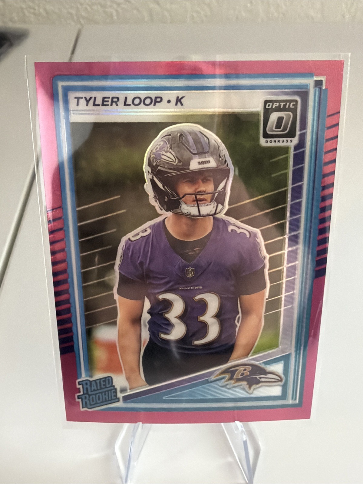 2025 Panini Donruss - Rated Rookie Tyler Loop #382 Optic Preview Pink Prizm (RC)