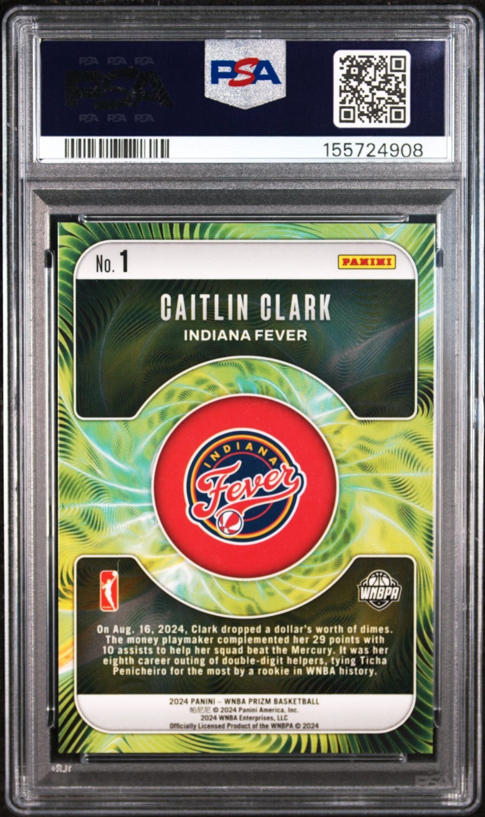 2024 Panini Prizm WNBA Fractal Caitlin Clark #1 PSA 10 view 2