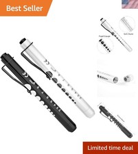 Pen Lights for Nurses, 2 Pack Reusable Medical Light with Pupil Gauge and Rul...