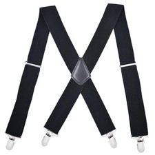 Heavy Duty Suspenders 5cm X Back Elastic Four Clip Biker Snowboard Pants Braces