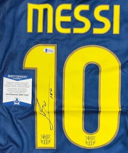Autographed Signed LIONEL MESSI Barcelona Jerseys Soccer Jersey Beckett BAS COA
