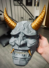 Traditional Japanese Hannya Oni Mask 3D Printed Halloween Demon Costume Prop