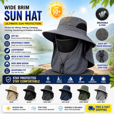 Wide Brim Sun Hat UV Protection Bucket Cap For Hiking Camping Fishing Safari Men