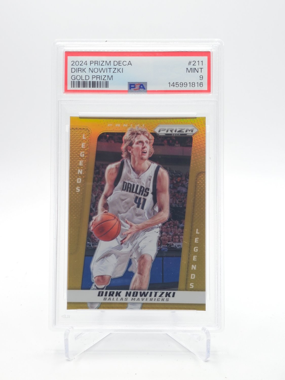 DIRK NOWITZKI 2024-25 PANINI PRIZM DECA LEGENDS GOLD 10/10 #211 PSA 9 Q4042