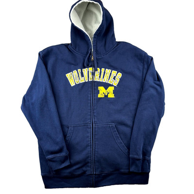 Michigan Wolverines Hoodie Mens Large Blue Full Zip Pro Edge By Knights Apparel