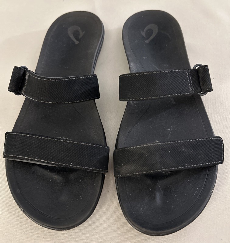 Olukai Women's Size 11M Black Model Kipuka-W Double Adjustable Crossover Sandals