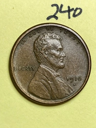 1916-S LINCOLN WHEAT CENT, low mintage,  "XF-AU" condition, #240