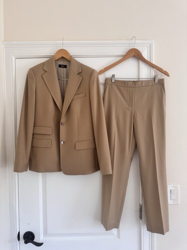 Theory Wool Flannel Suit Blazer Pants Size 2