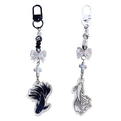 Asian Inspired Keychain Watercolor Design Sturdy Alloy Car Decoration
