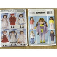 2-Butterick Crafts 18" Doll Clothes Sewing Patterns 4089 5589 Uncut VTG