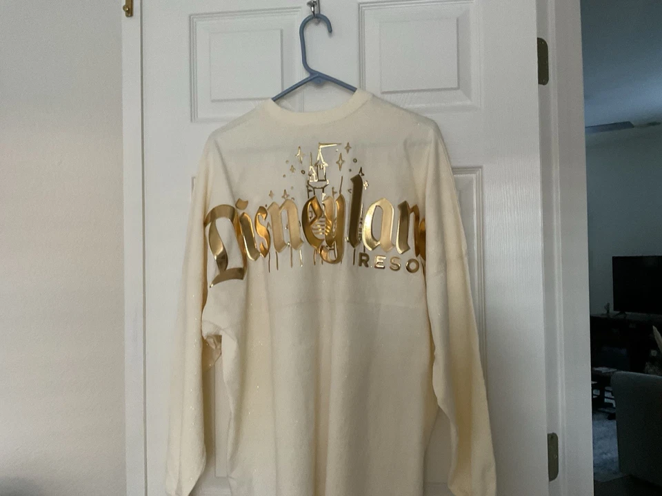 Camiseta Disneyland Resort Spirit Crema Oro Castillo Pixie Brillo Disney XL NUEVA SIN ETIQUETAS Foto 4 de 4