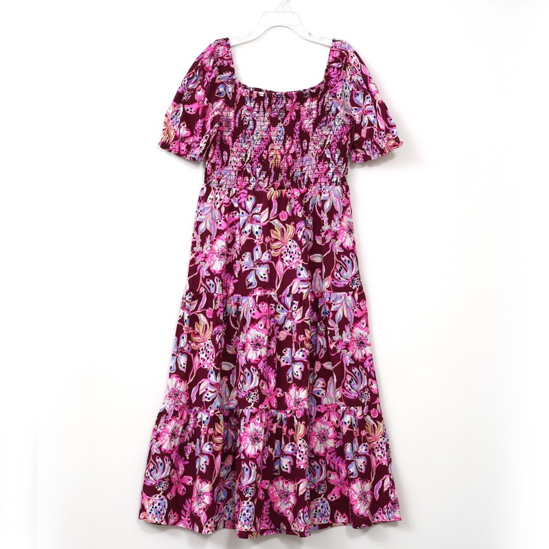 Lilly Pulitzer Girls Mini Jilly Sleeved Midi Dress Floral Printed XS 2-3 281177