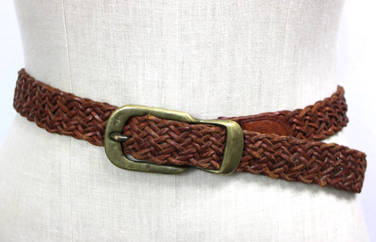 Polo Ralph Lauren women’s Medium braided Leather 20mm double-buckle belt Brown Polo Ralph Lauren Women main image 3