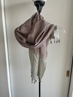 New Linen Blend Wrap Stole Scarf Navy Blue White Checkered Made In Cambodia 🇰🇭 — photo 1