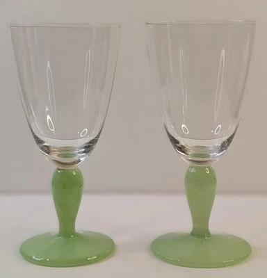 Vintage Villeroy & Boch Isabelle Jade Green Crystal Goblets 12oz - Set of 2 - Image 1 of 4