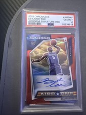 2021 Panini Chronicles Airborne Rookie Signatures De'Aaron Fox PSA 10 Pop 3