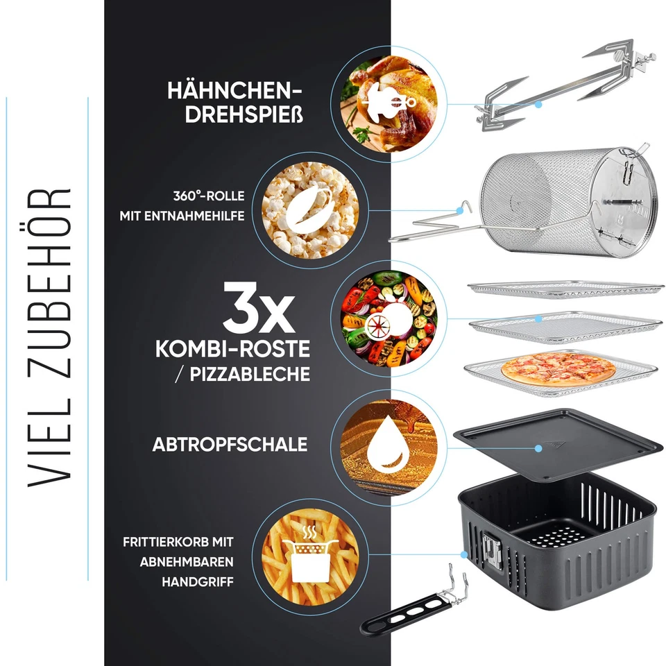 BALTER Heißluftfritteuse Heissluft Friteuse Fritteuse Mini Backofen 12L, B-Ware - Bild 2 von 4