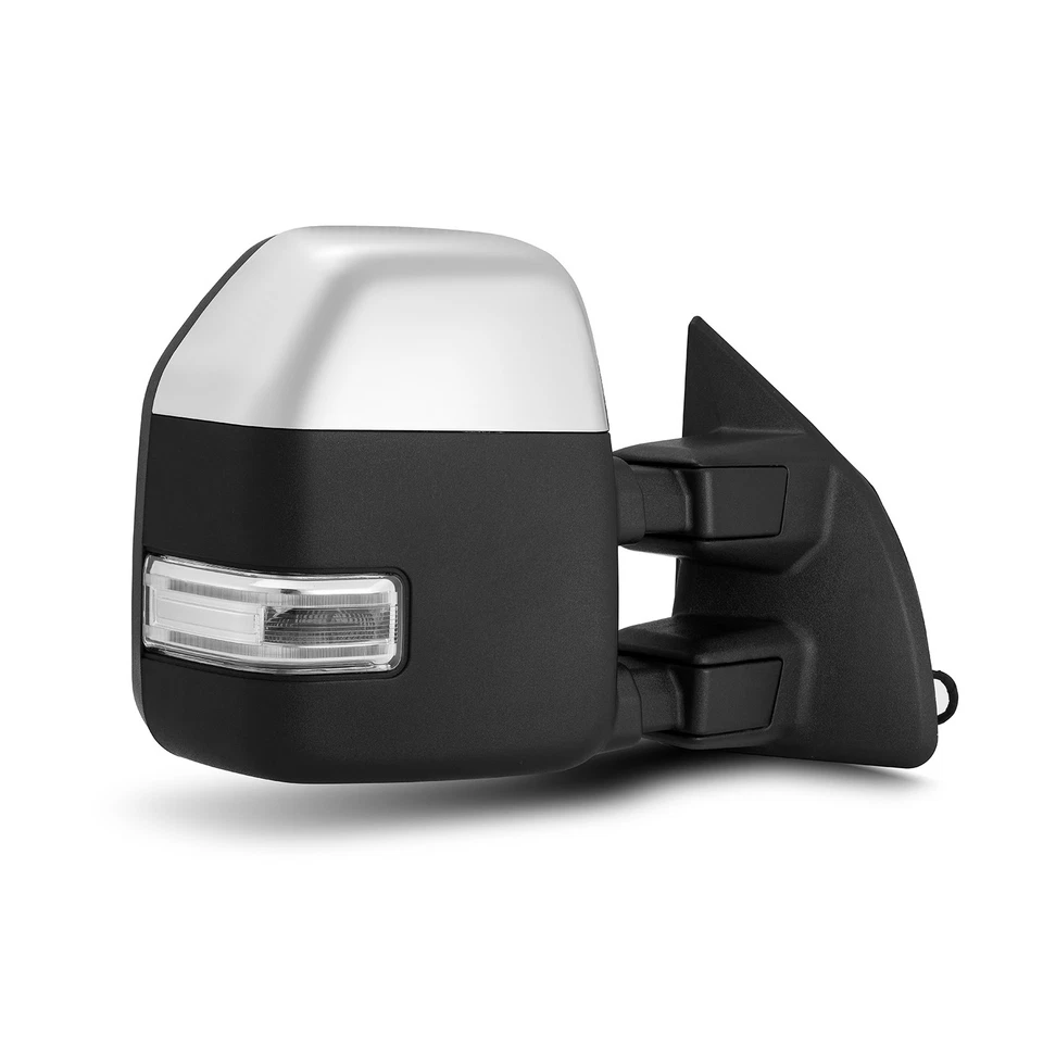 Espejos retrovisores de remolque cromados para 08-16 Ford F250/F350/F450 potencia térmica + lámpara de señal LED Foto 4 de 4